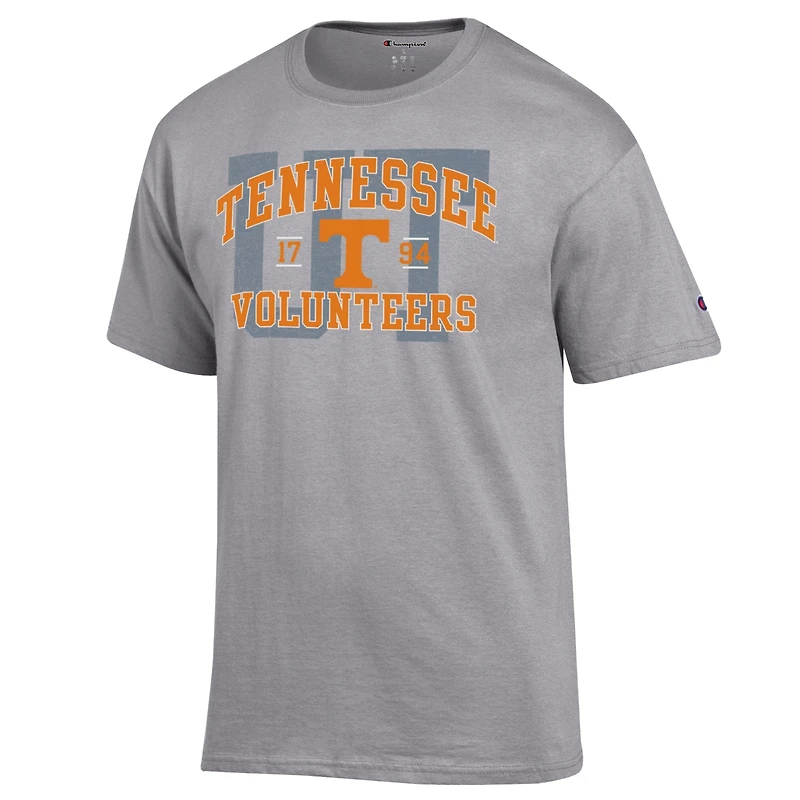 T-shirt universitaire masculin Champion Heather Gray Tennessee Volunteers