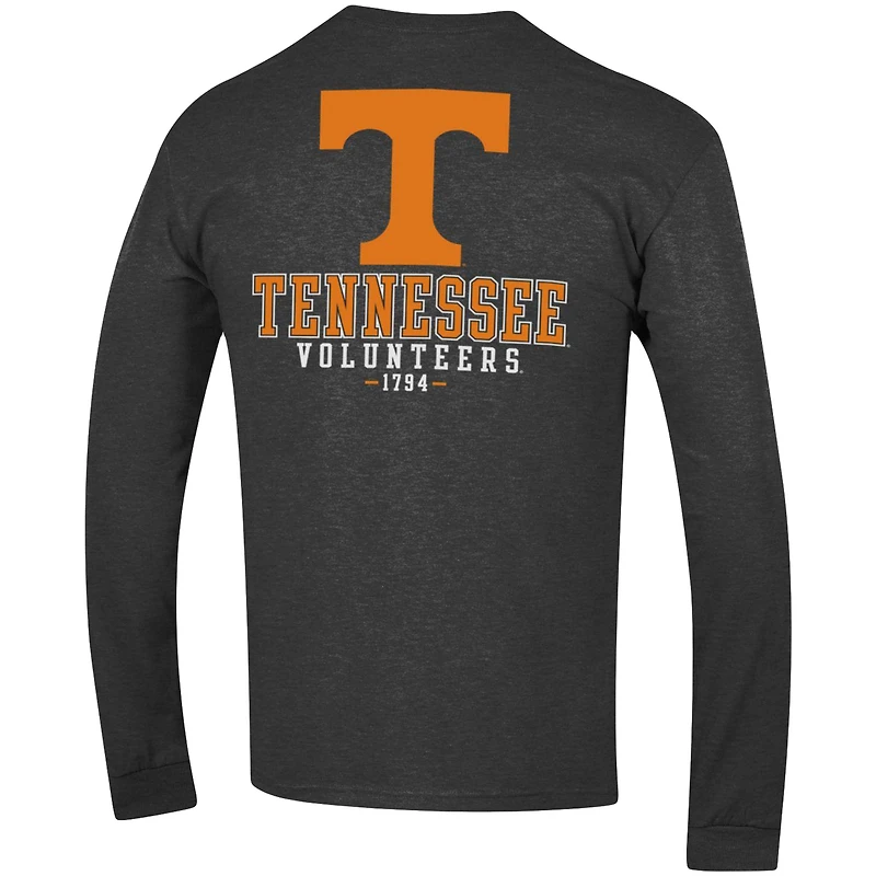 T-shirt à manches longues Champion Tennessee Volunteers Team Stack gris chiné pour homme