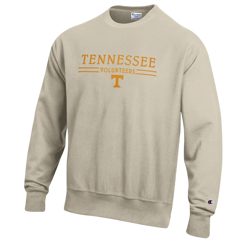 Men's Champion Oatmeal Tennessee Volunteers Reverse Weave Crewneck Sweatshirt