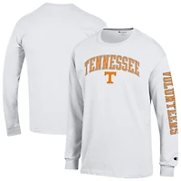T-shirt à manches longues blanc Champion Tennessee Volunteers pour homme avec logo Arch Over 2-Hit