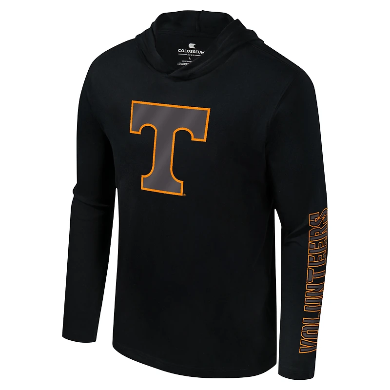 T-shirt à capuche manches longues et Colosseum Black Tennessee Volunteers pour hommes Color Pop Active Blend 2-Hit