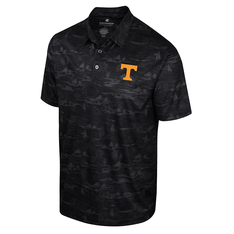 Men's Colosseum Black Tennessee Volunteers Daly Print Polo