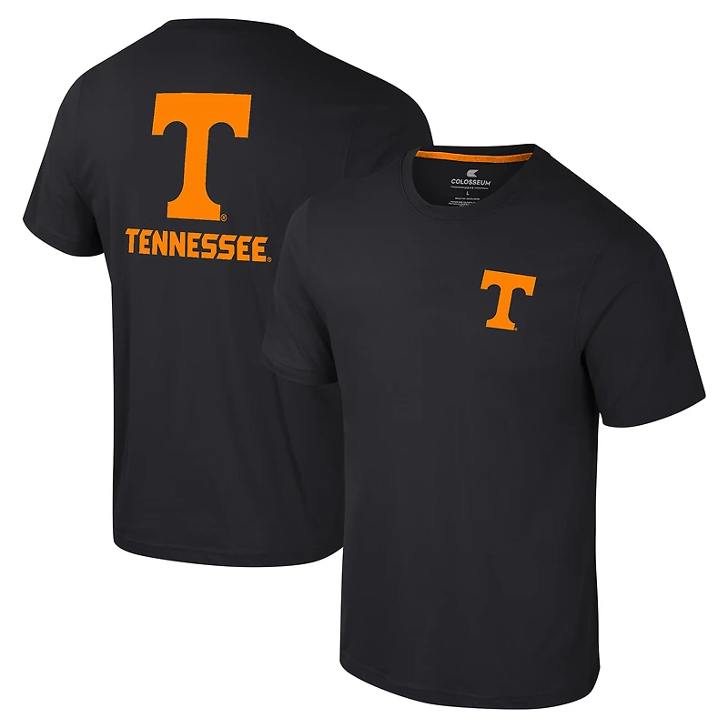 Men's Colosseum Black Tennessee Volunteers Logo Lockup 2-Hit Active Blend T-Shirt