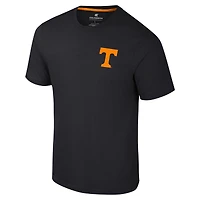 Men's Colosseum Black Tennessee Volunteers Logo Lockup 2-Hit Active Blend T-Shirt