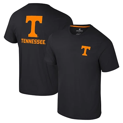 Men's Colosseum Black Tennessee Volunteers Logo Lockup 2-Hit Active Blend T-Shirt