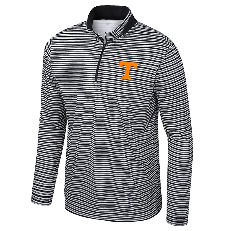 Men's Colosseum Black Tennessee Volunteers Striped Quarter-Zip Top