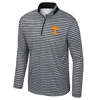Men's Colosseum Black Tennessee Volunteers Striped Quarter-Zip Top