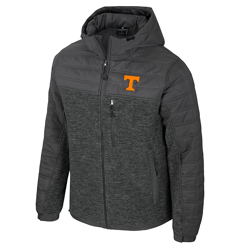 Men's Colosseum Charcoal Tennessee Volunteers Nightman Full-Zip Hoodie Puffer Jacket