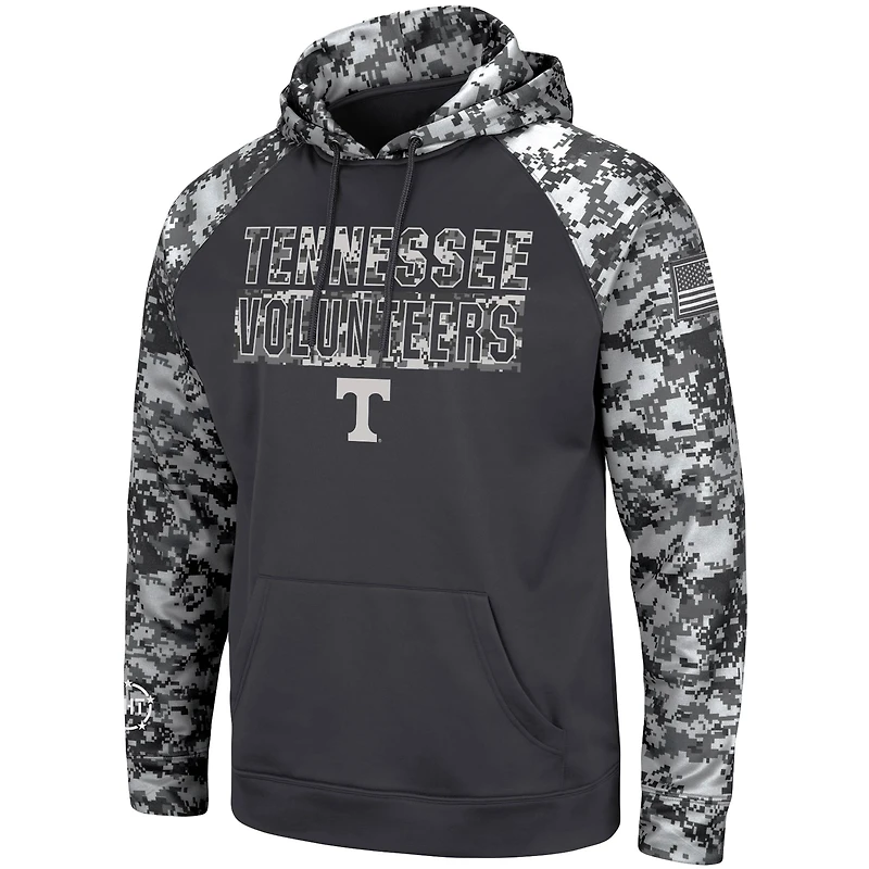 Men's Colosseum Charcoal Tennessee Volunteers OHT Military Appreciation Digital Camo Pullover Hoodie