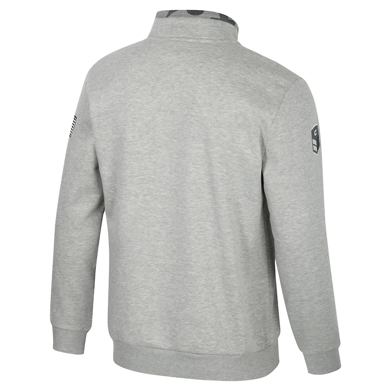 Veste polaire à fermeture éclair quart de tour pour homme Colosseum Heather Gray Tennessee Volunteers OORAH OHT Military Appreciation