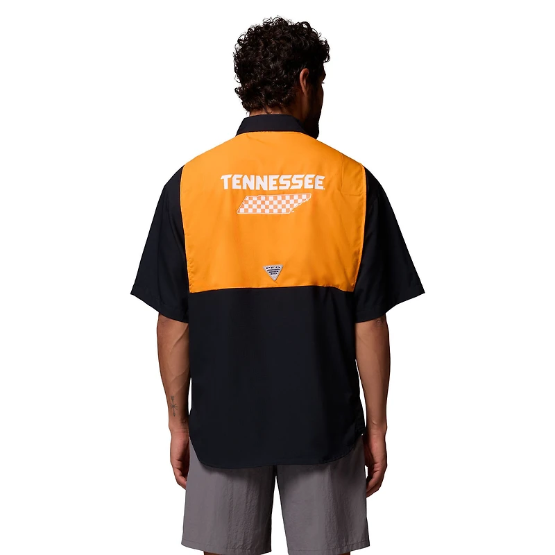 Chemise boutonnée Columbia noire Tennessee Volunteers Tamiami Colorblock Omni-Shade pour homme