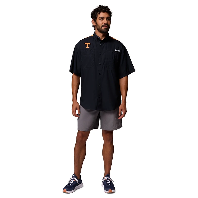 Chemise boutonnée Columbia noire Tennessee Volunteers Tamiami Colorblock Omni-Shade pour homme
