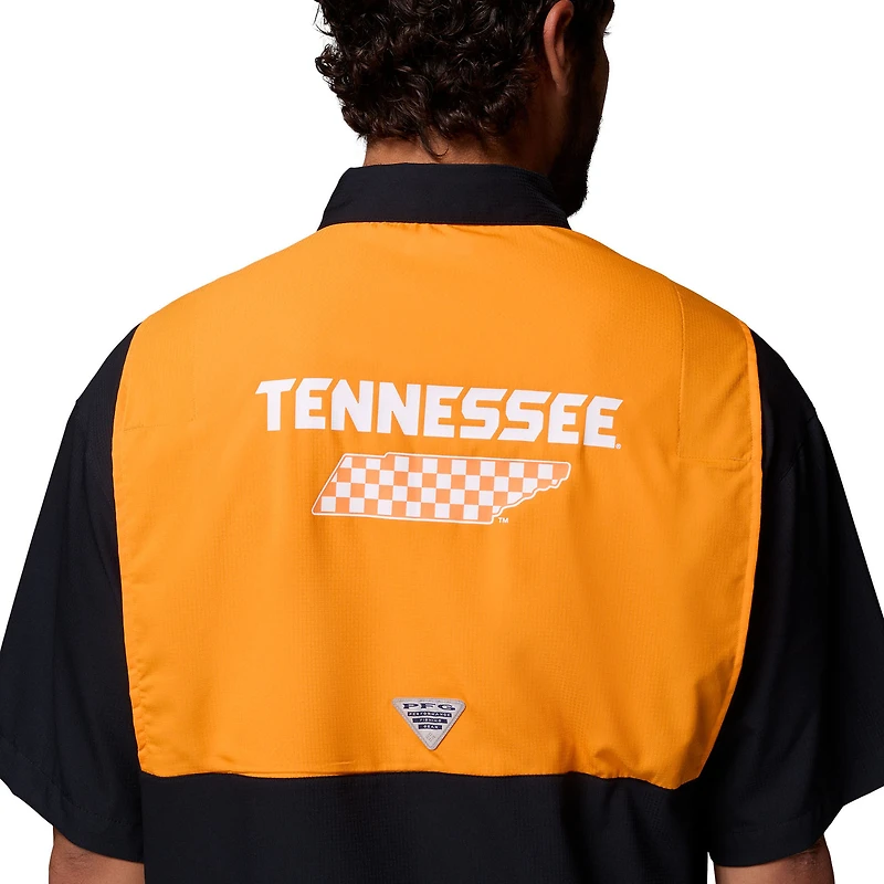 Men's Columbia Black Tennessee Volunteers Tamiami Colorblock Omni-Shade Button-Down Shirt