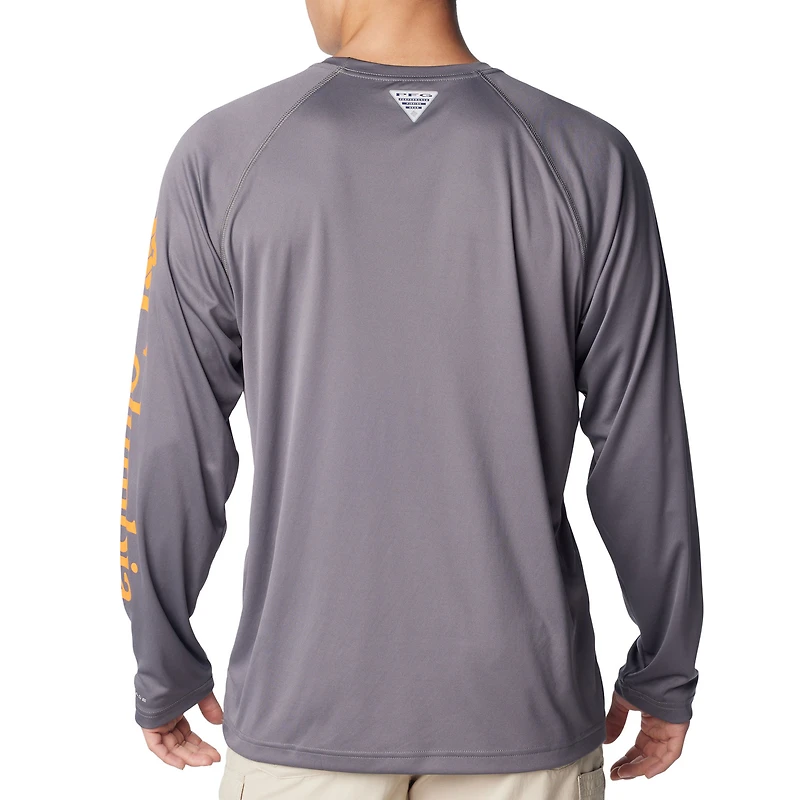 T-shirt à manches longues Columbia Charcoal Tennessee Volunteers Terminal Tackle Omni-Shade Raglan pour homme