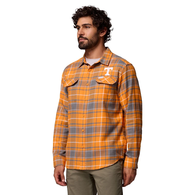 Chemise boutonnée à manches longues en flanelle Omni-Wick pour homme Columbia Tennessee Orange Volunteers