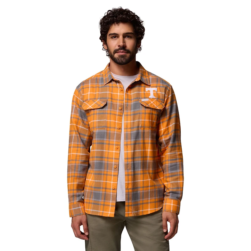 Chemise boutonnée à manches longues en flanelle Omni-Wick pour homme Columbia Tennessee Orange Volunteers