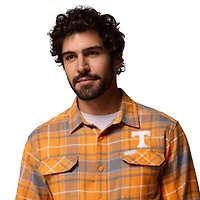 Chemise boutonnée à manches longues en flanelle Omni-Wick pour homme Columbia Tennessee Orange Volunteers