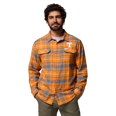 Chemise boutonnée à manches longues en flanelle Omni-Wick pour homme Columbia Tennessee Orange Volunteers