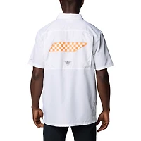 Men's Columbia White Tennessee Volunteers PFG Slack Tide™ Omni-Shade™ Button-Up Camp Shirt