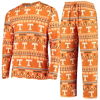 Men's Concepts Sport Tennessee Orange Volunteers Ugly Sweater Knit Long Sleeve Top and Pant Set