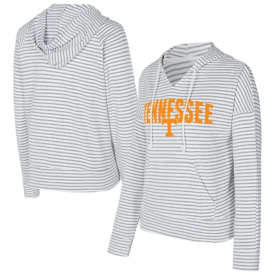 Sweat à capuche rayé col en V et manches longues Concepts Sport blanc/gris Tennessee Volunteers pour homme