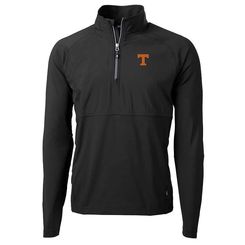 Men's Cutter & Buck Black Tennessee Volunteers Adapt Eco Knit Hybrid Recycled Quarter-Zip Pullover Top