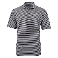 Polo recyclé à rayures écologiques piqué Virtue pour homme, noir, avec logo des anciens bénévoles du Tennessee, Cutter & Buck