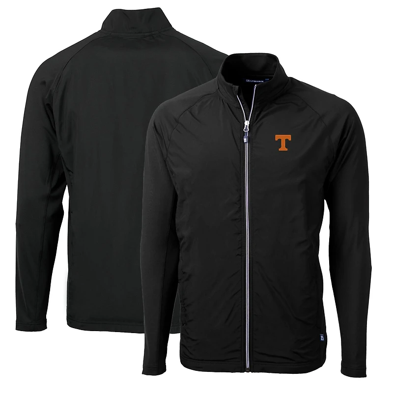Men's Cutter & Buck Black Tennessee Volunteers Big Tall Adapt Eco Knit Hybrid Recycled Full-Zip Jacket
