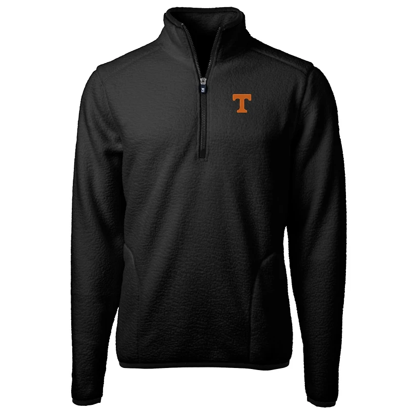Men's Cutter & Buck Black Tennessee Volunteers Big Tall Cascade Eco Sherpa Fleece Quarter-Zip Jacket