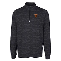 Men's Cutter & Buck Black Tennessee Volunteers Big Tall Traverse Camo Print Stretch Quarter-Zip Pullover Top