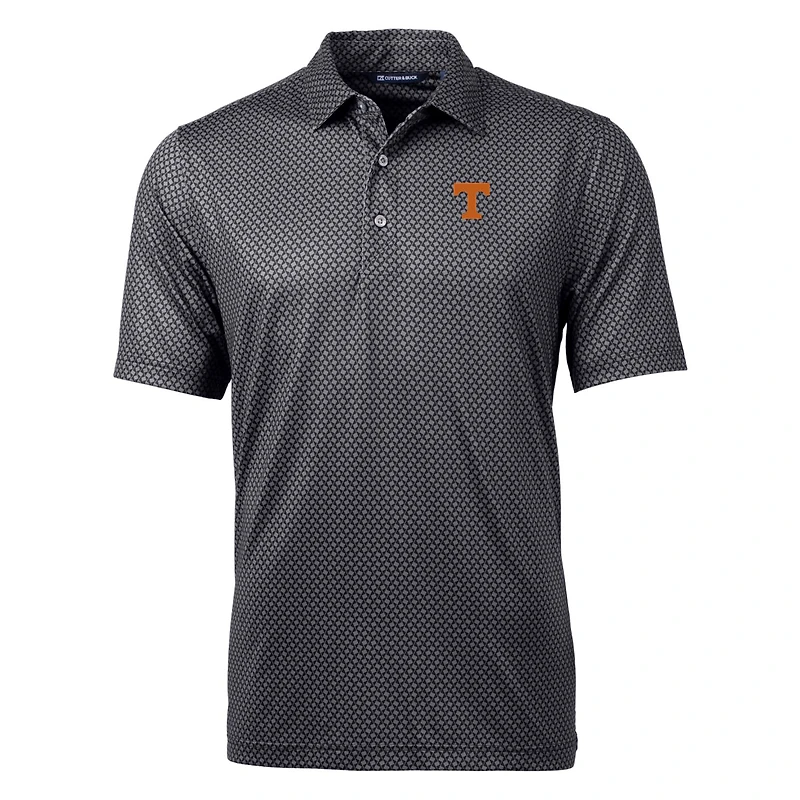 Men's Cutter & Buck Black Tennessee Volunteers Pike Banner Print Polo