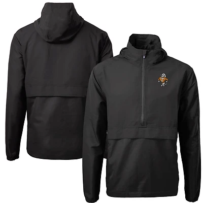 Men's Cutter & Buck Black Tennessee Volunteers Vault Charter Eco Recycled Half-Zip Anorak Jacket