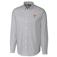 Men's Cutter & Buck Charcoal Tennessee Volunteers Big Tall Stretch Oxford Stripe Long Sleeve Button Down Shirt