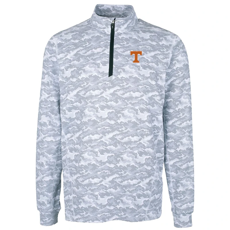 Pull-over extensible à imprimé camouflage Traverse pour homme, couleur anthracite, style Tennessee Volunteers, grandes tailles, avec fermeture éclair quart de tour