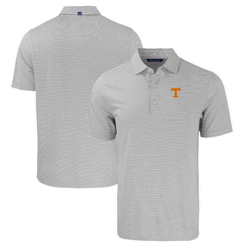 Men's Cutter & Buck Gray/White Tennessee Volunteers Forge Eco Double Stripe Stretch Recycled Polo