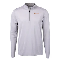 Men's Cutter & Buck  Gray Tennessee Volunteers Alumni Logo DryTec Virtue Eco Pique Micro Stripe Recycled Quarter-Zip Pullover Top