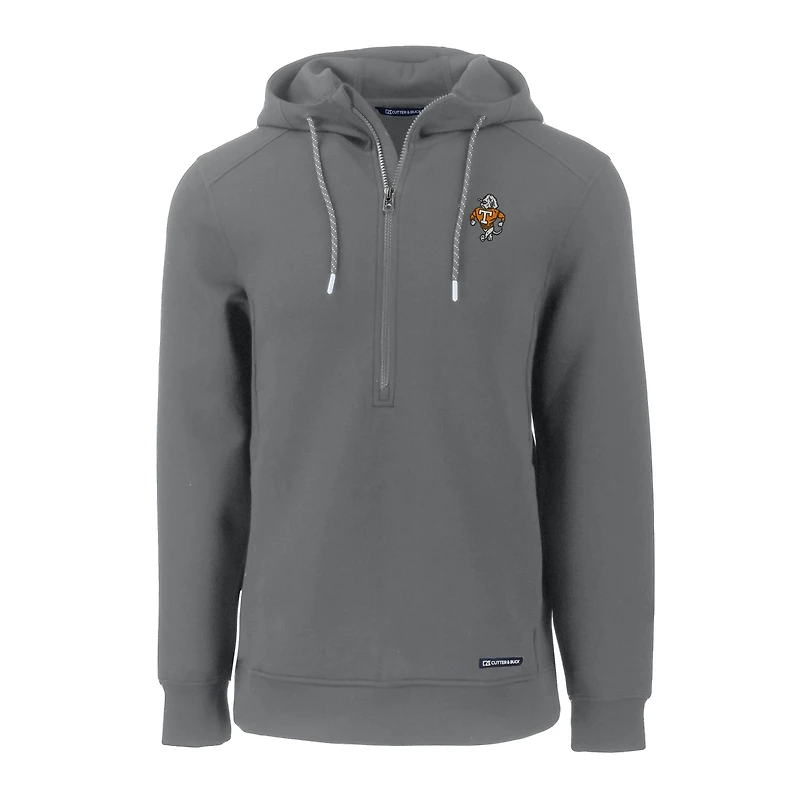 Sweat à capuche zippé demi-zip Cutter & Buck Gray Tennessee Volunteers Roam Eco recyclé pour homme