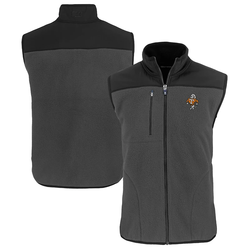 Gilet zippé en polaire sherpa écologique Vault Cascade pour homme, gris, des Tennessee Volunteers de Cutter & Buck.