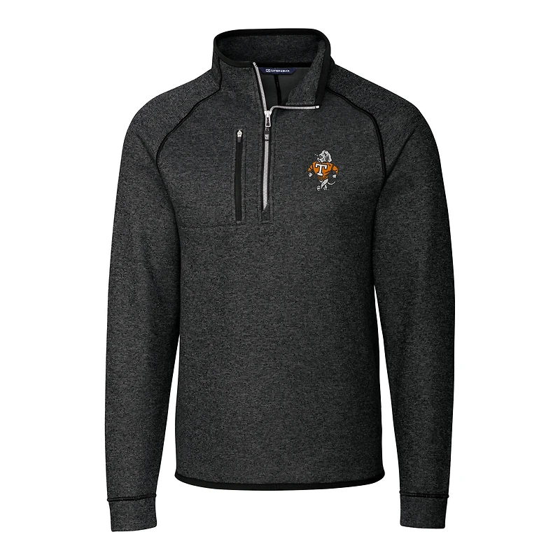 Veste pull-over demi-zip en tricot pour homme, couleur anthracite chiné, style grand et modèle, des Tennessee Volunteers.