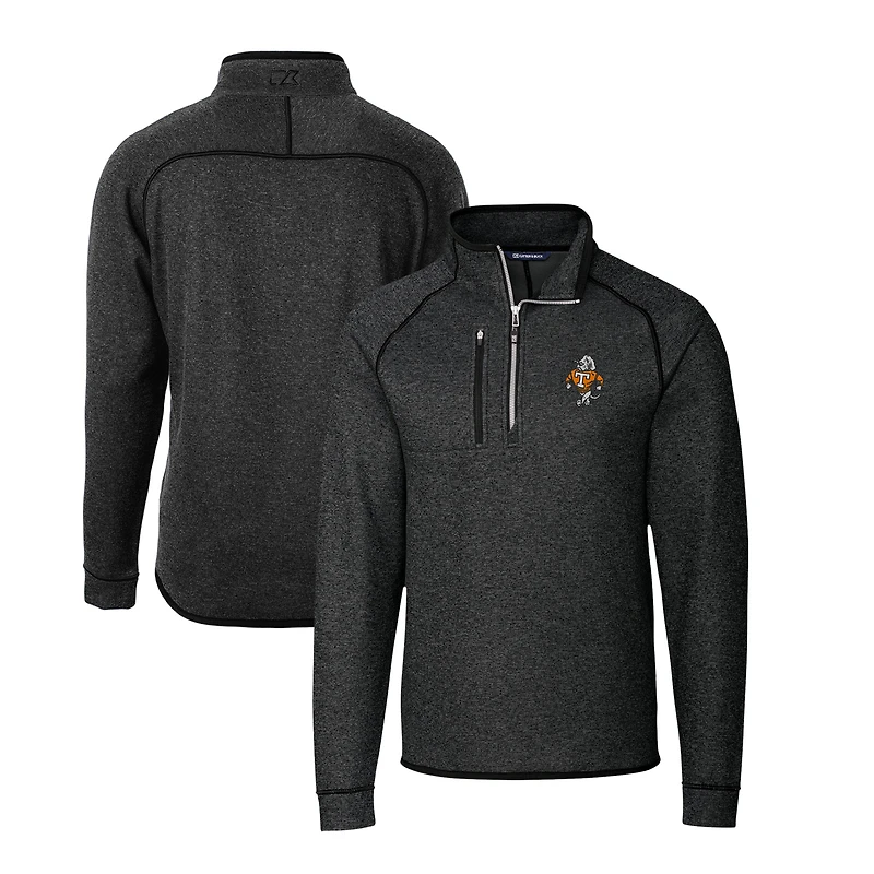 Veste pull-over demi-zip en tricot pour homme, couleur anthracite chiné, style grand et modèle, des Tennessee Volunteers.