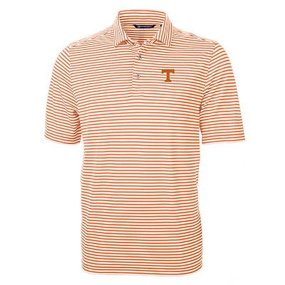 Men's Cutter & Buck Tennessee Orange Volunteers Virtue Eco Pique Stripe Recycled Polo