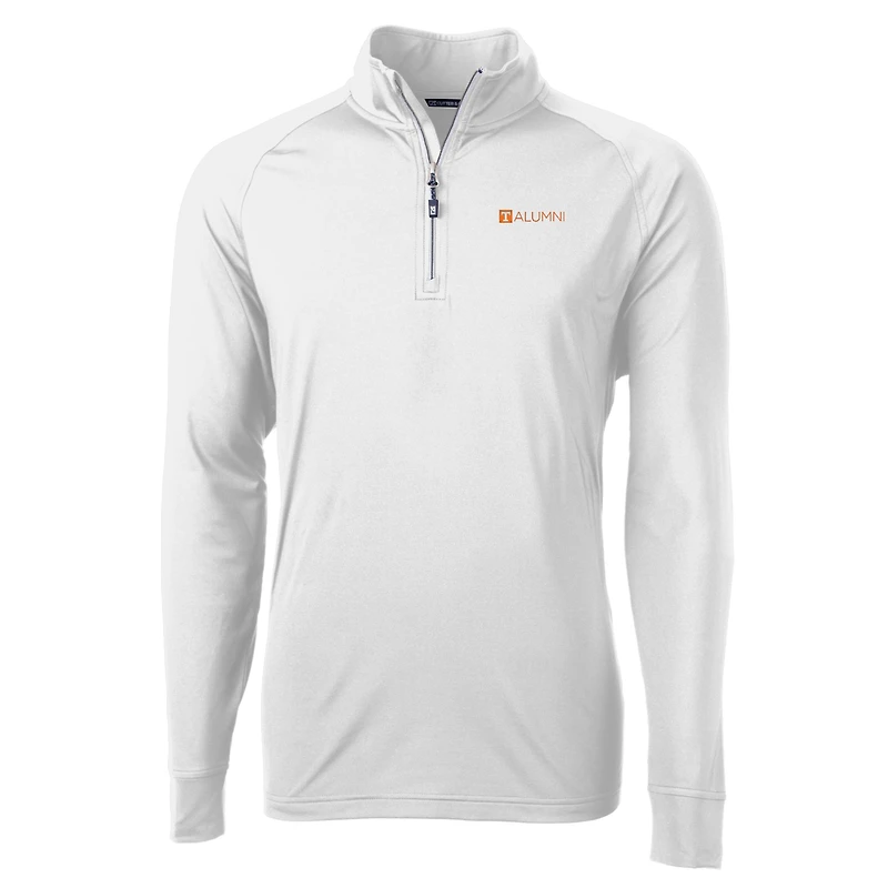 Men's Cutter & Buck  White Tennessee Volunteers Alumni Logo Adapt Eco Knit Stretch Recycled Quarter-Zip Pullover Top