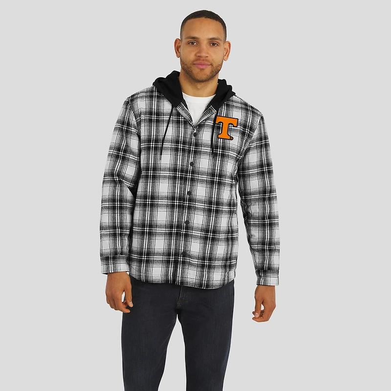 Veste à capuche matelassée en flanelle carreaux et boutons-pression pour homme de la collection Darius Rucker Fanatics, motif Tennessee Volunteers noir