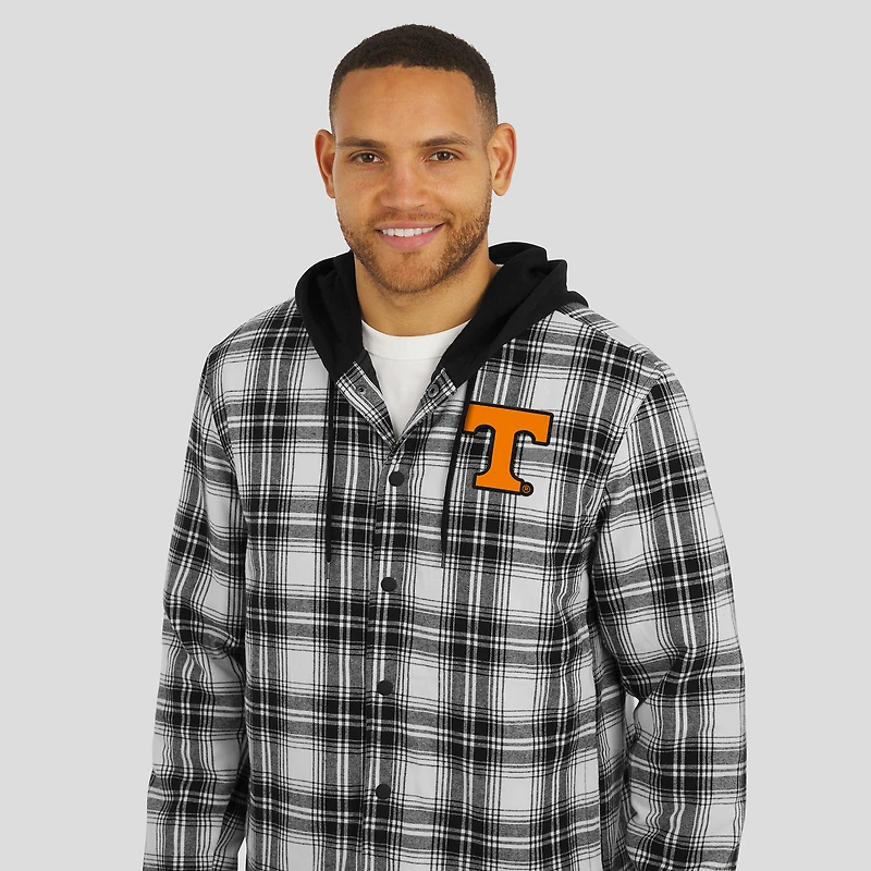 Veste à capuche matelassée en flanelle carreaux et boutons-pression pour homme de la collection Darius Rucker Fanatics, motif Tennessee Volunteers noir
