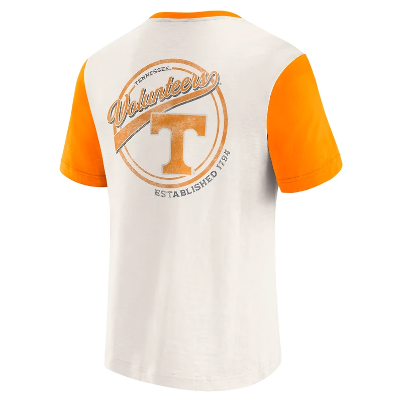 T-shirt Henley à blocs de couleurs crème/orange Tennessee pour homme la collection Darius Rucker par Fanatics Volunteers