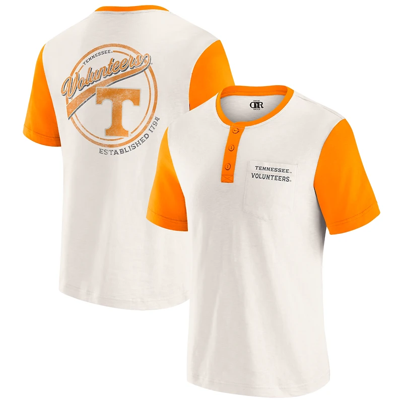 T-shirt Henley à blocs de couleurs crème/orange Tennessee pour homme la collection Darius Rucker par Fanatics Volunteers