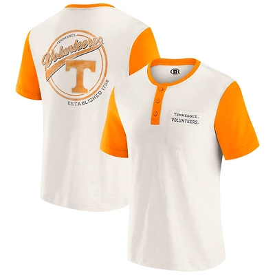 T-shirt Henley à blocs de couleurs crème/orange Tennessee pour homme la collection Darius Rucker par Fanatics Volunteers