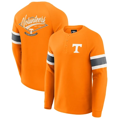 T-shirt Henley à manches longues raglan en tricot gaufré orange Tennessee Volunteers pour homme de la collection Darius Rucker par Fanatics