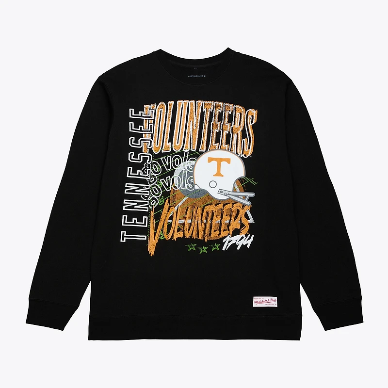 Men's Mitchell & Ness  Black Tennessee Volunteers Half Time Fleece Crewneck Sweatshirt