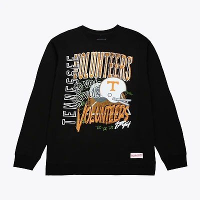 Men's Mitchell & Ness  Black Tennessee Volunteers Half Time Fleece Crewneck Sweatshirt